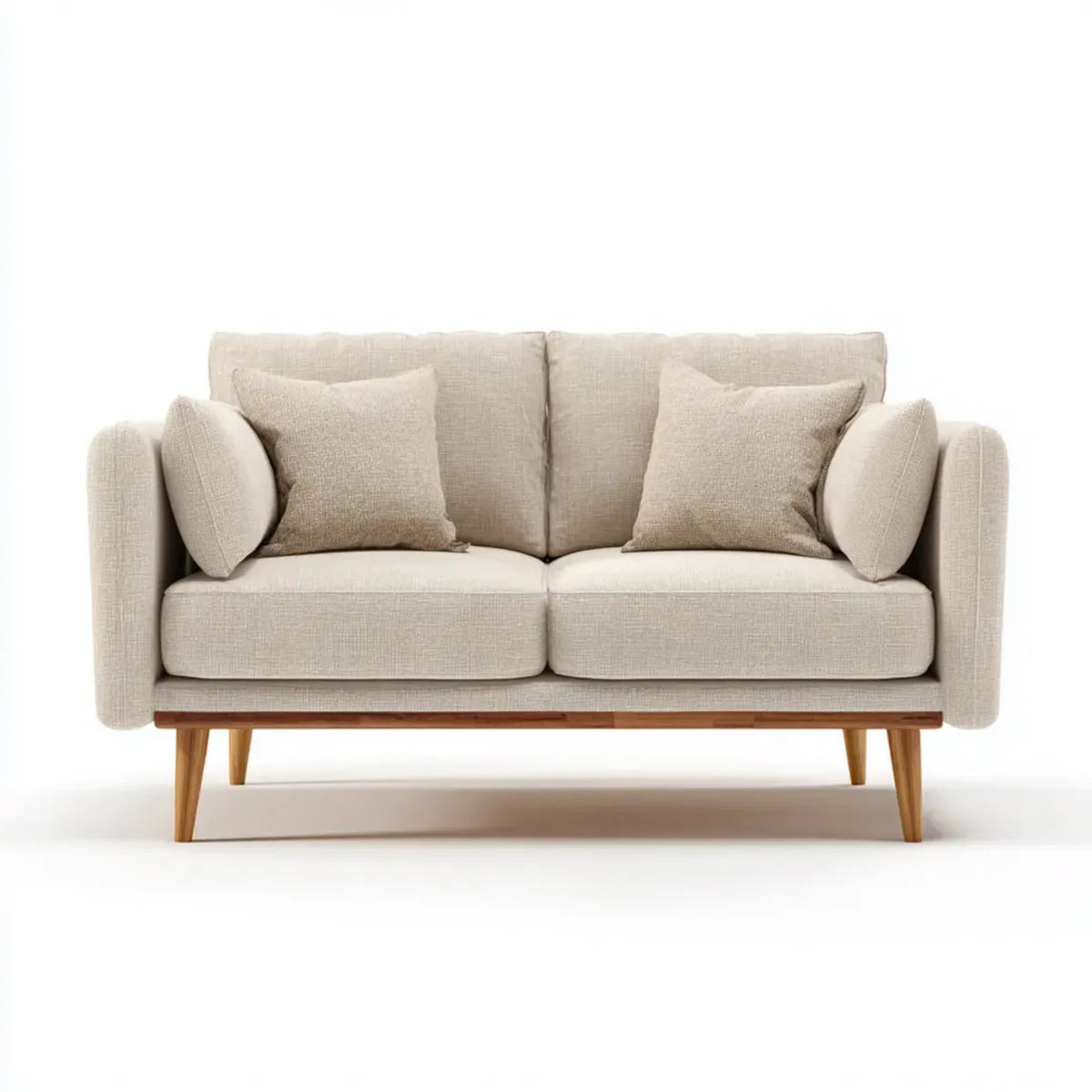 Sofa 2 beżowe fotele 160 x 85 x 82 cm w poliestrze o strukturze w kształcie prostokątnym eukaliptusa