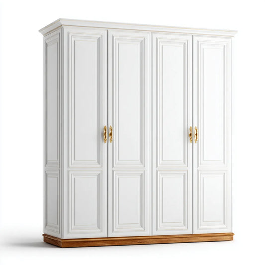 Szafa 4-drzwiowa białe 240 x 60 x 230 cm w prostokątnym MDF