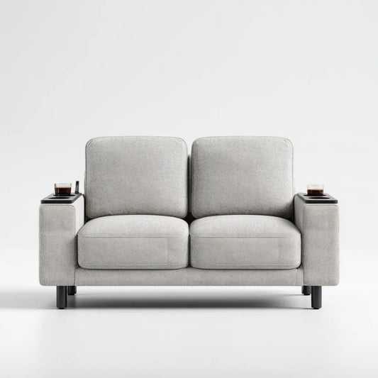 Sofa, Szara prostokątna sofa poliestrowa 160 x 85 x 82 cm