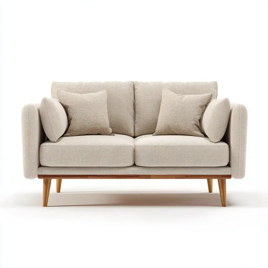 Sofa 2 beżowe fotele 160 x 85 x 82 cm w poliestrze o strukturze w kształcie prostokątnym eukaliptusa