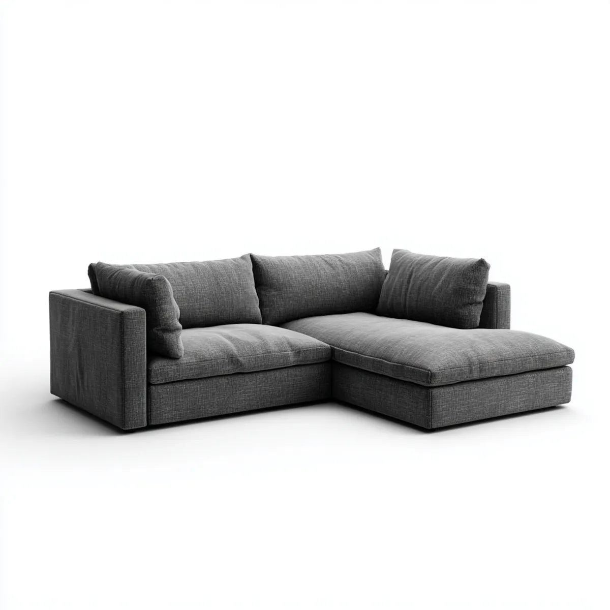 Sofa, Kanapa narożna z prawego antracytu z odwrotnikiem 250 x 170 x 85 cm poliester kształt litery L