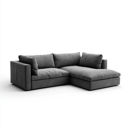 Sofa, Kanapa narożna z prawego antracytu z odwrotnikiem 250 x 170 x 85 cm poliester kształt litery L